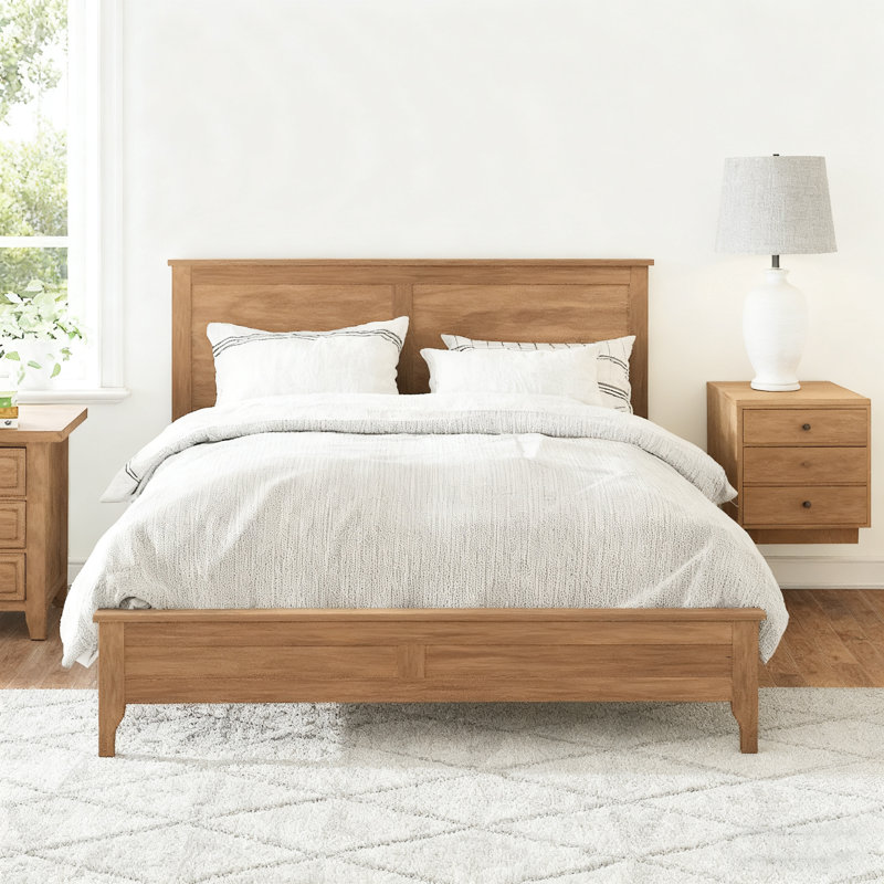 Lit plateforme moderne en bois massif avec support de lattes en bois robuste, pas de sommier tapissier requis