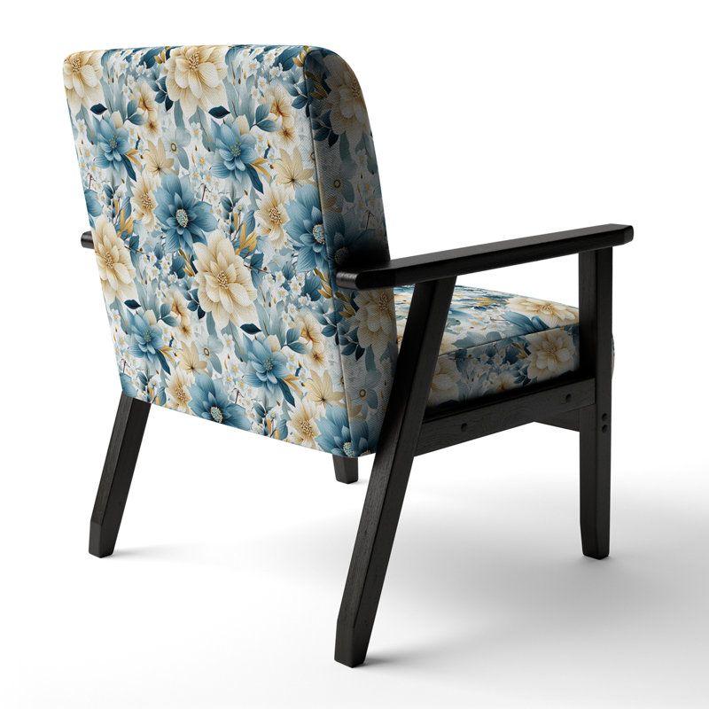 Chaise d'appoint florale Cobalt, Sérénité mandala floral bleu bohème I