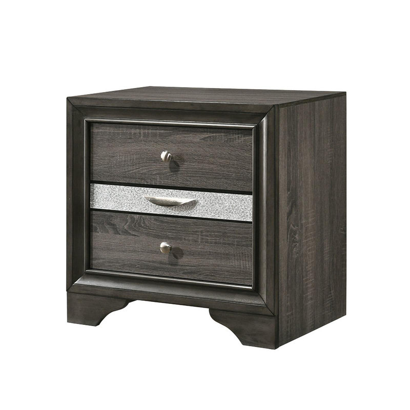 Naima Gray Finish Nightstand, Gray