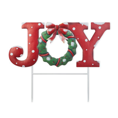 23.75" L Metal Christmas "JOY" Yard Stake(KD)