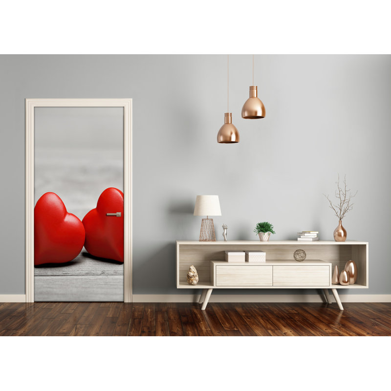 Heart On Wood Door Decal, 205cm H x 95cm W