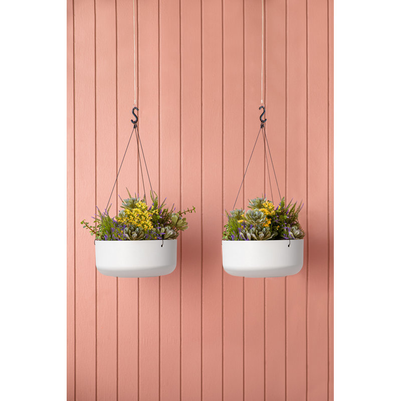 Mason Series Hanging Kona Bowl Planter, 2, White
