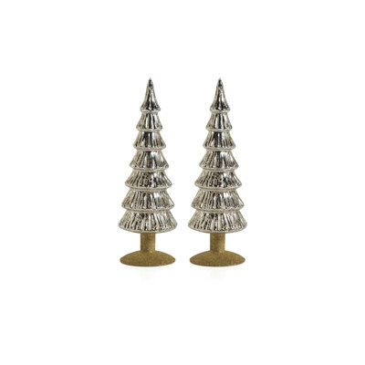 Hasika 2-Piece Green Glass Tabletop Tree Set