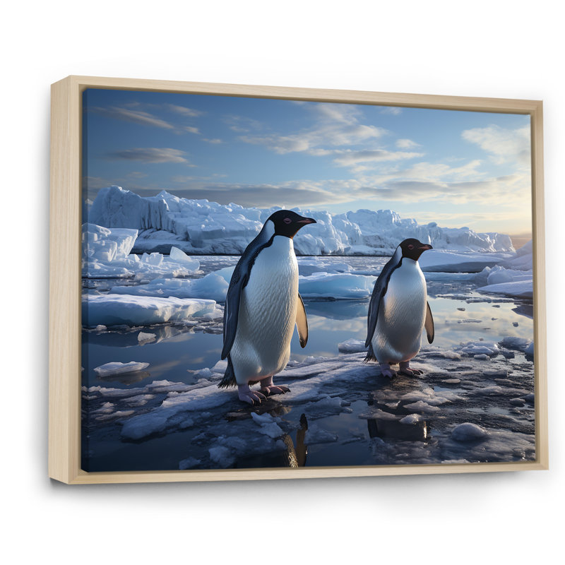 Pingouin se dandinant d'élégance I, Cadre flottant naturel, H 24 po x l 32 po x P 1 po