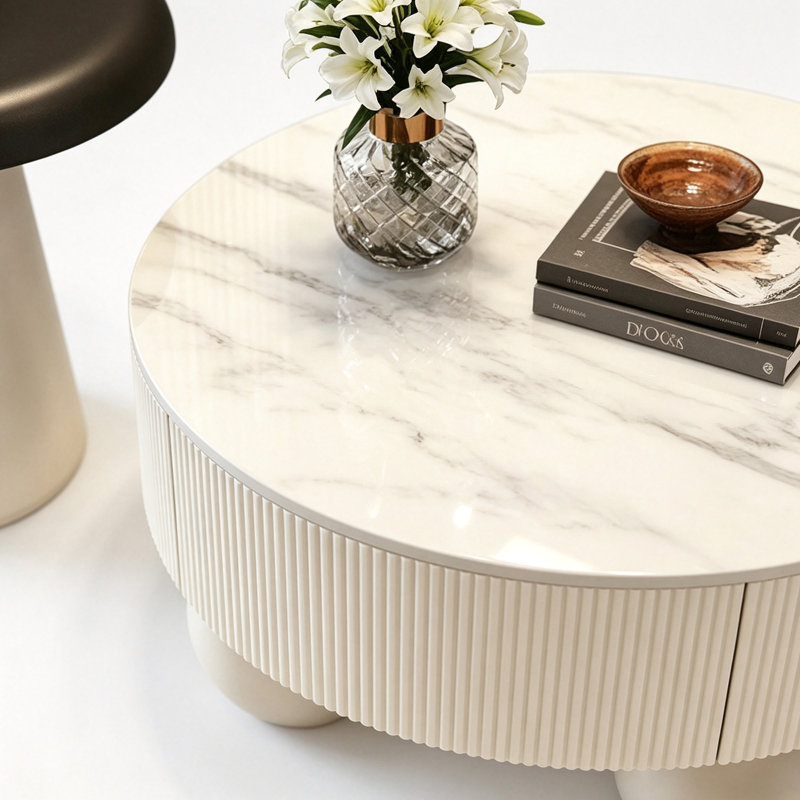 Table basse Modern, Blanc / Gris