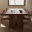 Table de salle à manger rectangulaire en bois massif brun noisette-606096285