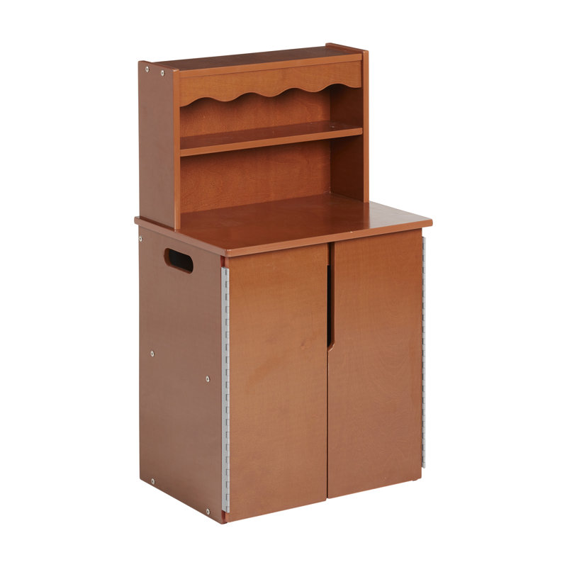 ECR4Kids Wooden Pretend Play Kitchen Storage Cupboard for Kids, Montessori Furniture, Dark Walnut