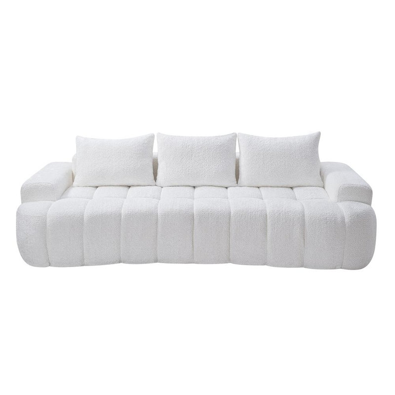 Canapé moderne à 3 places comprimé, Boucle blanc