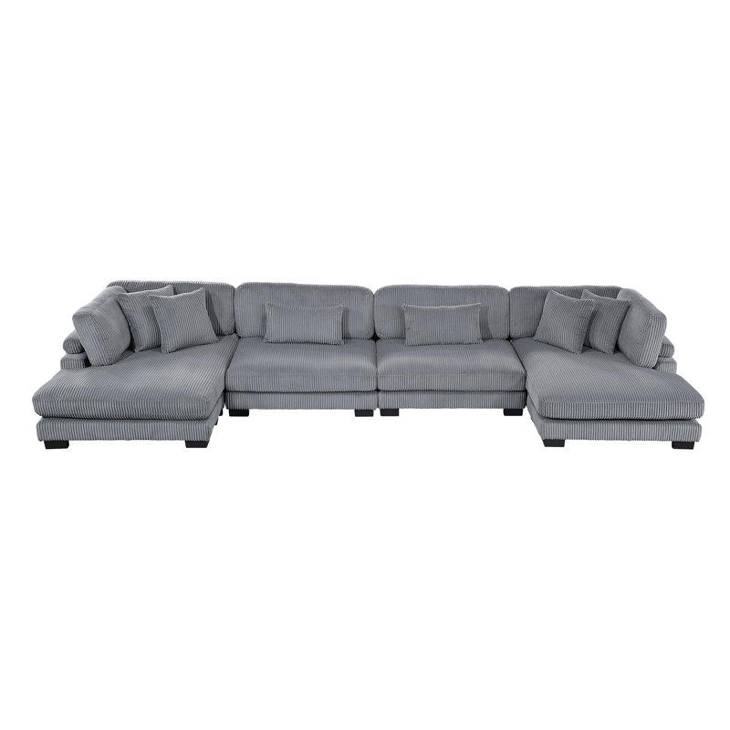 Canapé modulaire en U 4 pièces Olsen, Grey Corduroy
