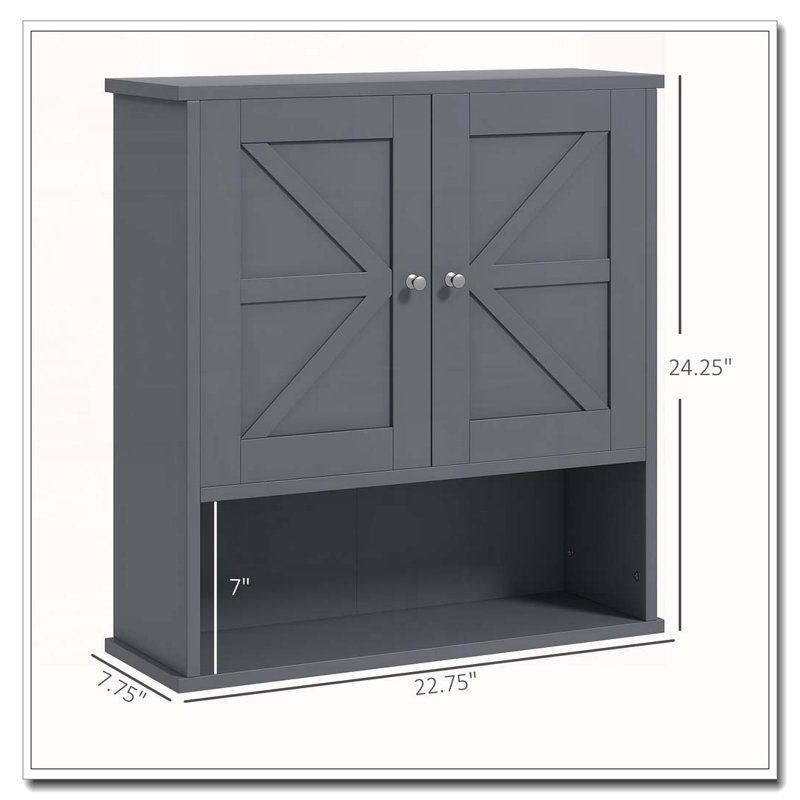 Farmhouse Wall-Mounted Medicine Cabinet, Grey