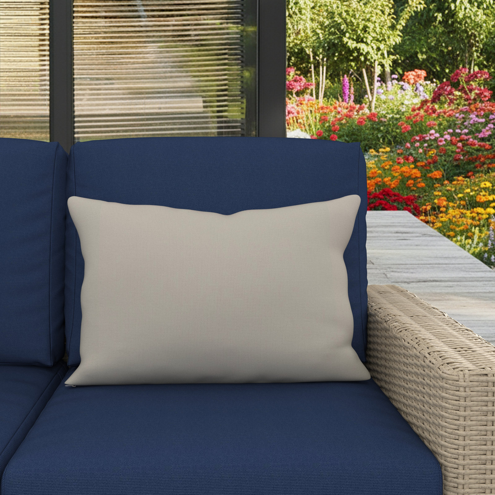 Amala 20" x 3" Sunbrella® Throw Pillow, Play Snow