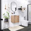 Meuble-lavabo flottant 18 po avec poignée en métal, lavabo imitation chêne et vasque intégrée en céramique