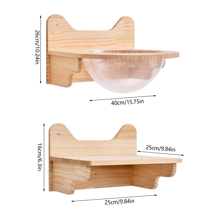 Christean 3Pcs Wall-mounted Wooden Cat Perch