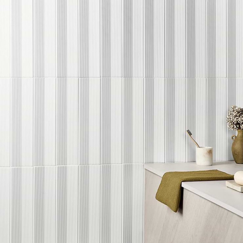 Kinzie 4x16 Concave 3D Matte Ceramic Tile, White
