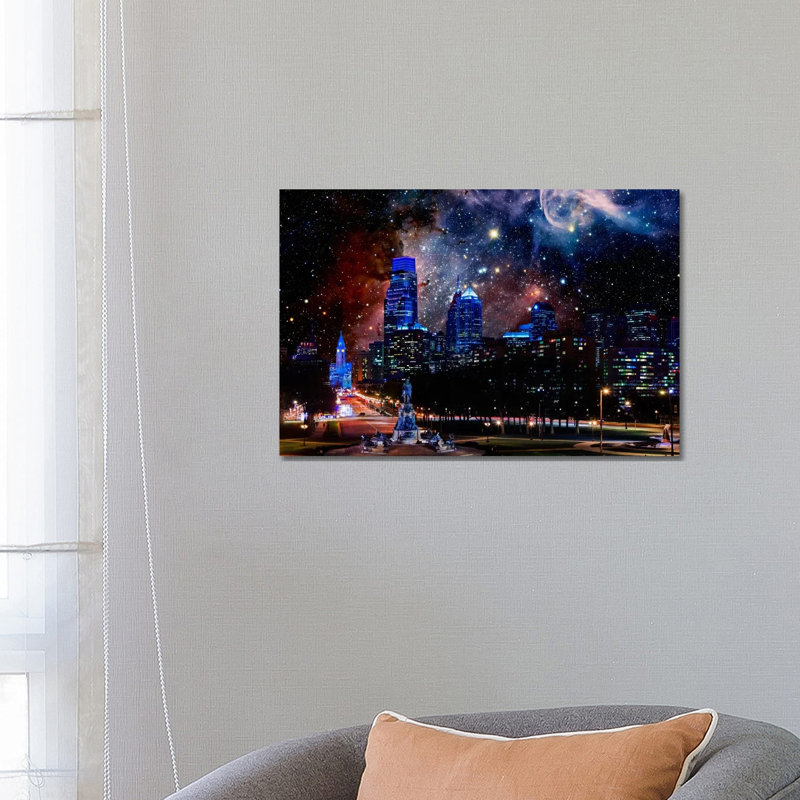 Philadelphia, Pennsylvania Carina Nebula Skyline by 5by5collective - Gallery-Wrapped Canvas Giclée on Canvas, Wrapped Canvas