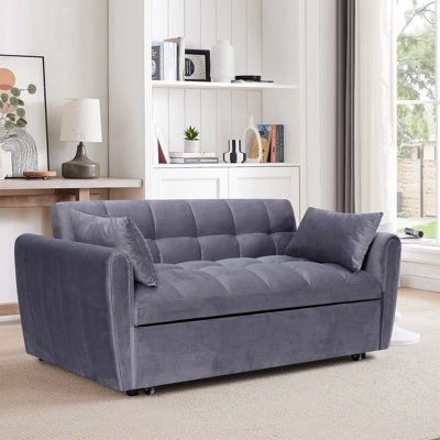 Canapé-lit pliable de grande taille, canapé double en velours moderne, canapé-lit à dossier réglable, sac de rangement et oreiller, convient au salon, à la chambre à coucher