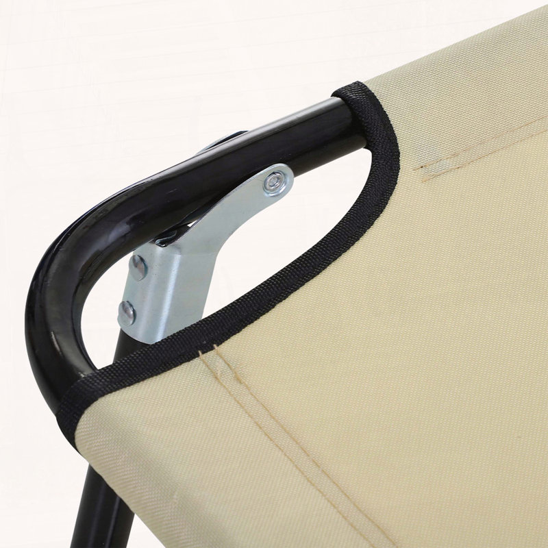 Chaise longue d'extérieur pliable avec dossier inclinable à 5 niveaux, Beige