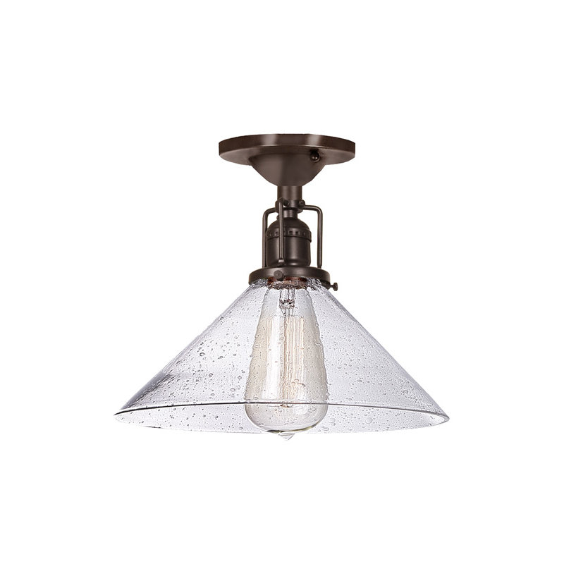 Shumway Glass Semi Flush Mount, Oil Rubbed Bronze, Clear