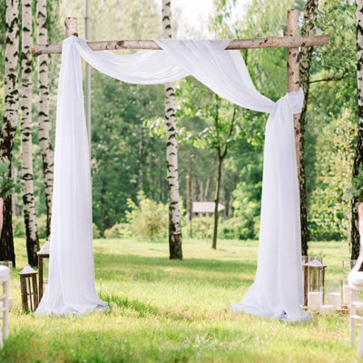1 Panel Wedding Arch Draping Fabric White Sheer Chiffon Rust Curtain Wedding Arch Drapes Ceremony Reception Backdrop Birthday Decor W54xl144in