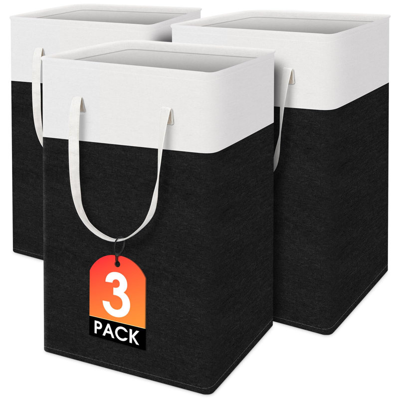 Laundry Basket 3-Pack, Laundry Hamper, Hamper With Handles, Collapsible Laundry Baskets, Waterproof Dirty Clothes Hamper, Towel Storage