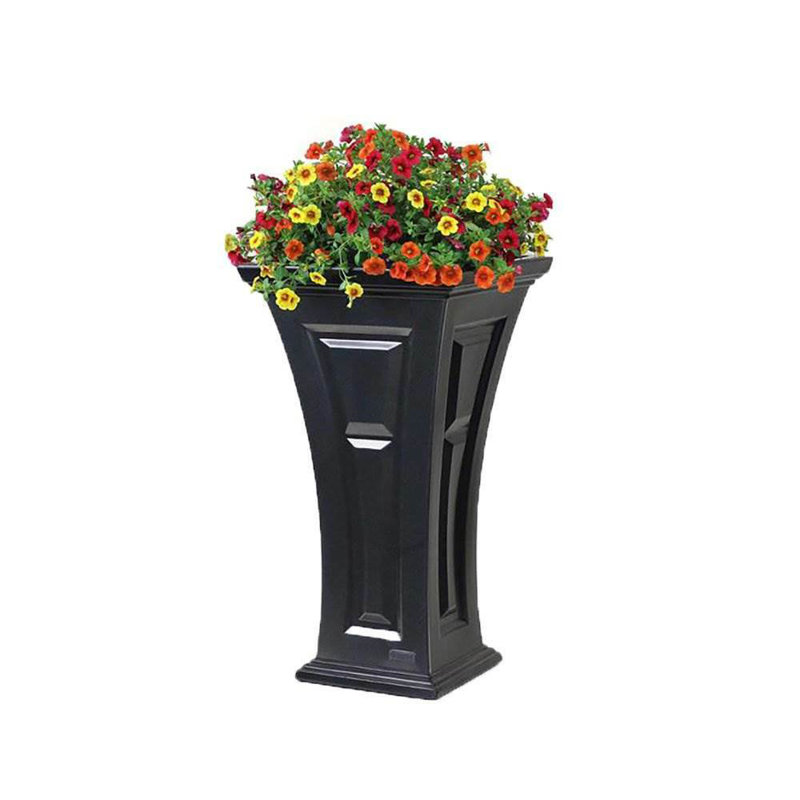 Tall Black Self-Watering Outdoor Planter Set
