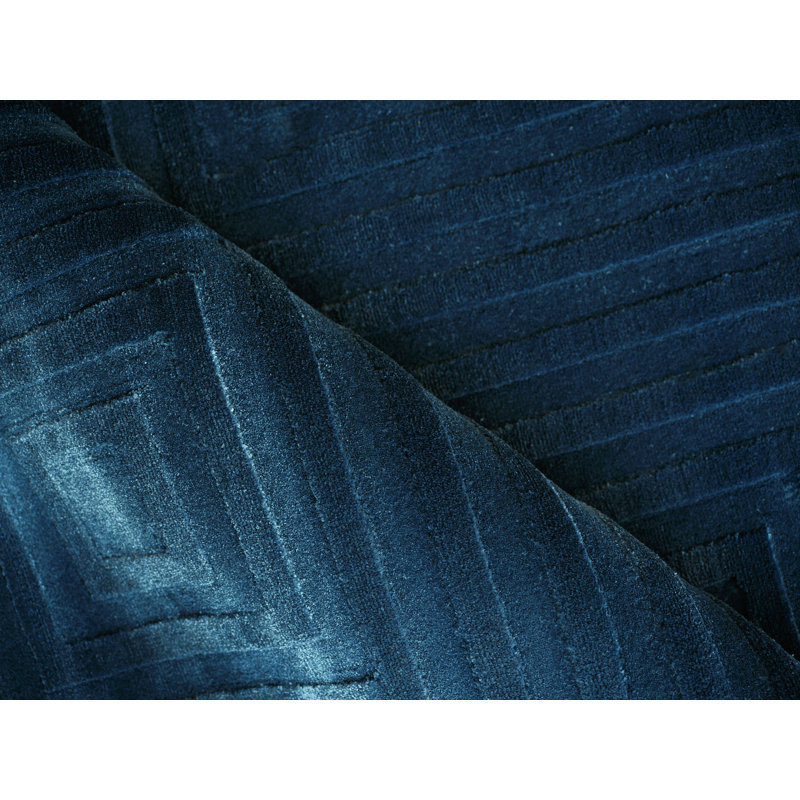 Tovello Modern Handmade Silky Nylon Navy Area Rug, Rectangle 12' x 15'
