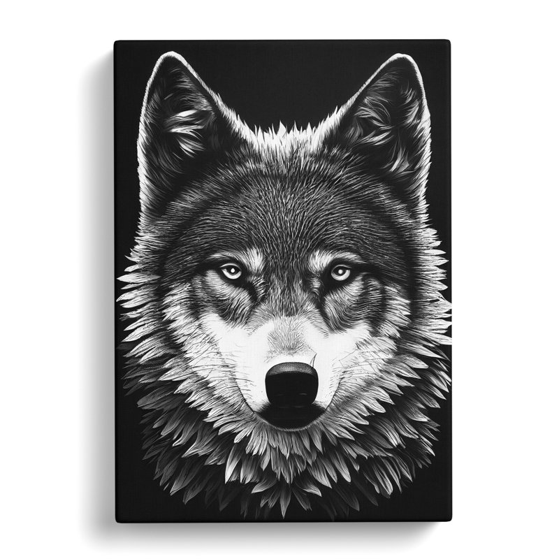 Monochrome Wolf No.5 - Wrapped Canvas Print, 50cm H x 35cm W x 3cm D, Wrapped Canvas