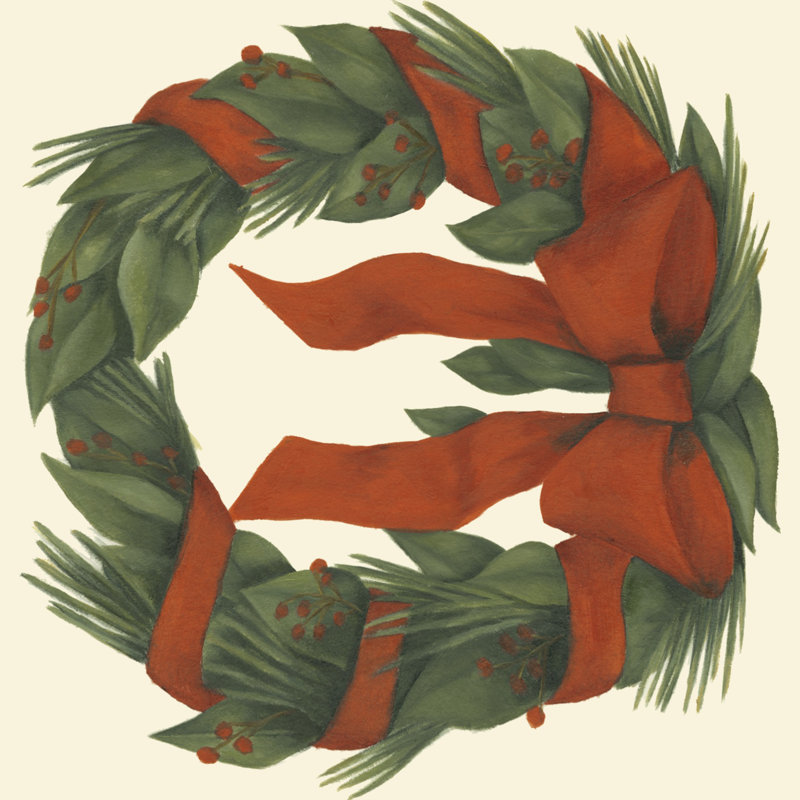 Small Holiday Wreath by Jennifer Goldberger - Wrapped Canvas Print, 30cm H x 30cm W x 3.8cm D