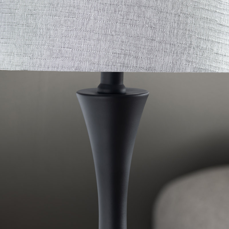 Set Of 2 Metal Table Lamp With Shade, Black, White