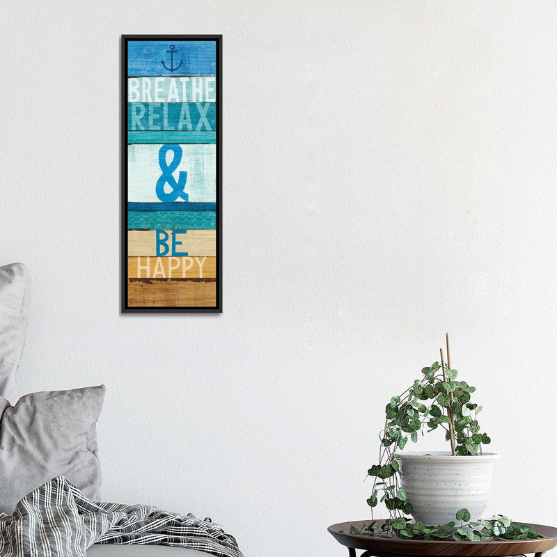 «Beachscape Inspiration I», art textuel sur toile, H 36 po x l 12 po x P 1,5 po, Toile encadrée noire