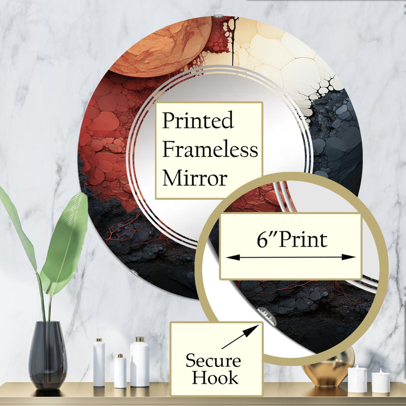 Pavana - Miroir mural rond moderne, 32 po x 32 po