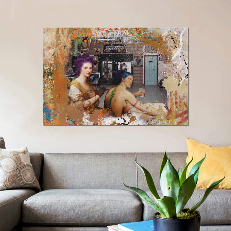 « tatouage », impression sur toile, H 18 po x l 26 po x P 1,5 po, Toile tendue, Pas de tapis