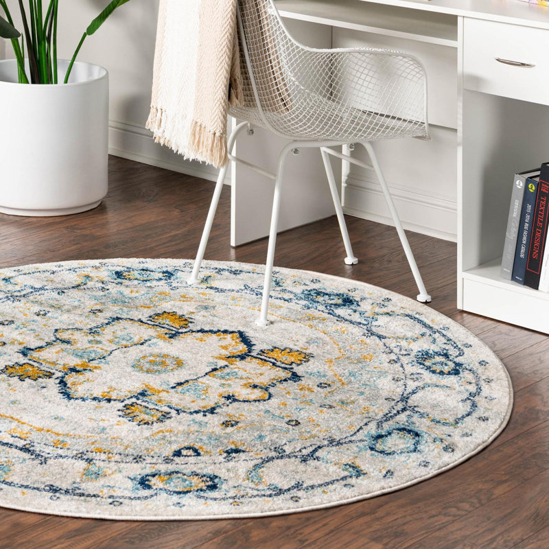 Hagedorn Oriental Area Rug, Round 5'3", Gray