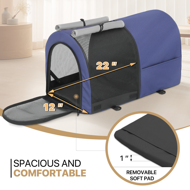 Navy Blue Double Pet Stroller with Detachable Carriers