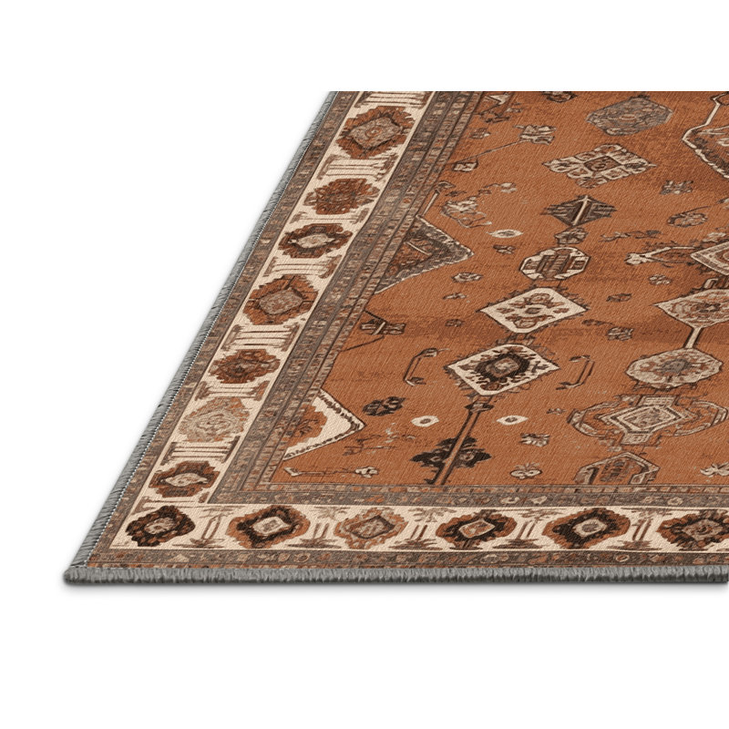 Tapis brun lavable à la machine, Rond 5 pi