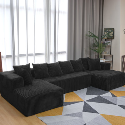 Canapé modulaire en forme de U avec méridienne 130 po.