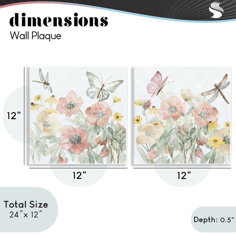 Ensemble de 2 plaques murales Delicate Garden Joy, design par Lanie Loreth
