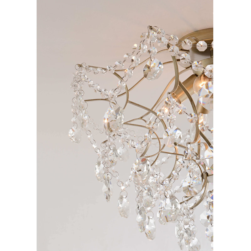 Dalia Brushed Silver-ish Champagne 5-Light Larger Crystal Flush Mount