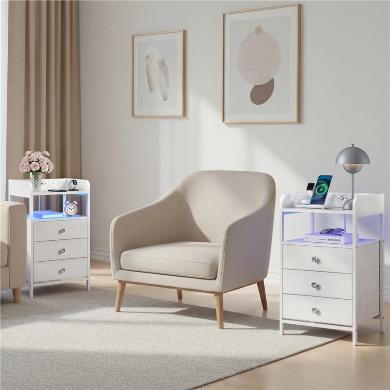 40cm W Iron Bedside Table, 1
