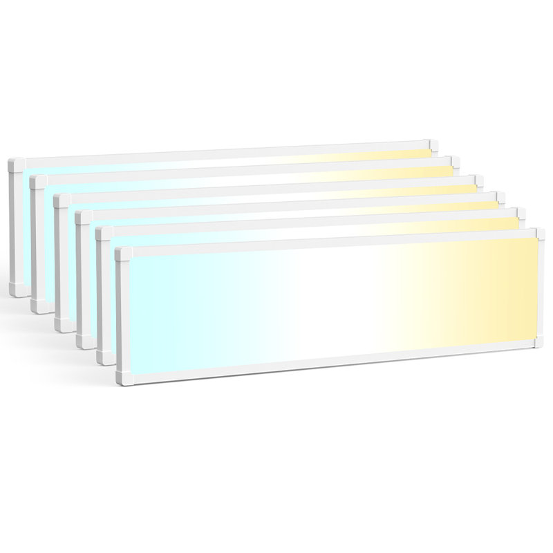 6 Pack 1x4 LED Flat Panel Light Surface Mount, 5500LM Dimmable 30-50W, 3000K-6500K Adjustable, 0-10V Dimming Slim Ceiling Light Fixture for Office Home Garage