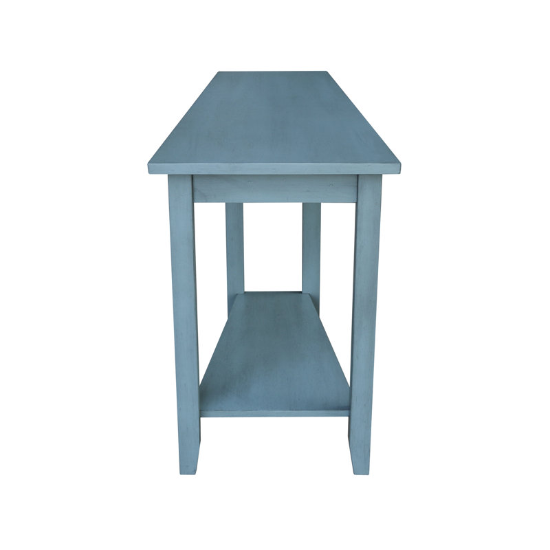 Attar Solid Wood Wedge End Table, Ocean Blue - Antique Rubbed