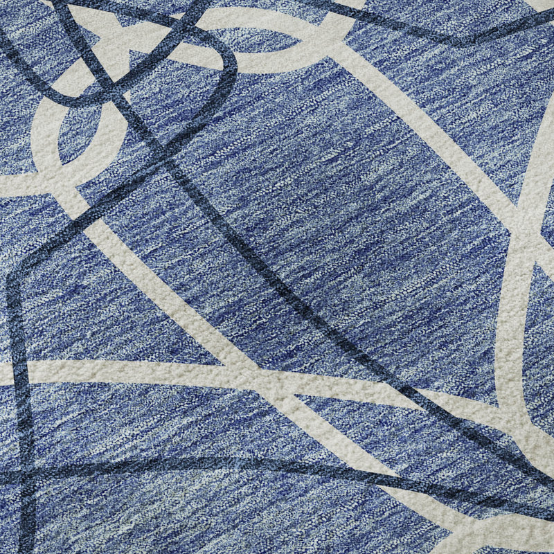 Premium Machine Washable Prisco Denim Rug, Rectangle 3' x 5'