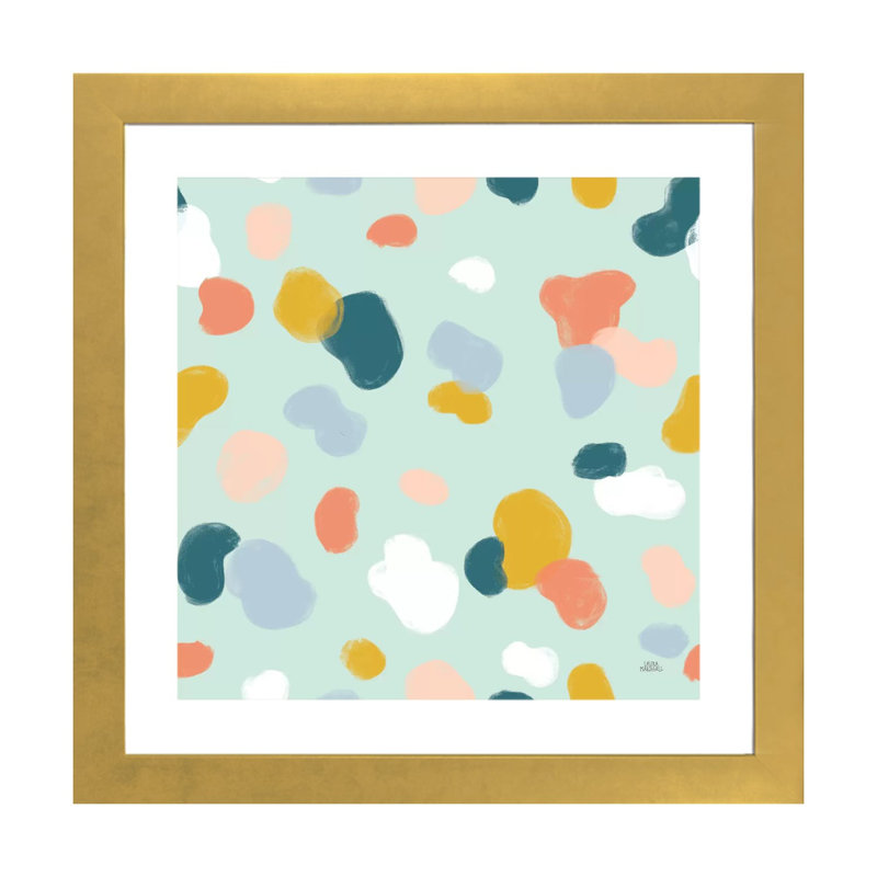 «Wild Garden Motif IXA» par Laura Marshall - reproduction d'art, Papier encadré doré, Blanc, H 16 po x l 16 po x p 1 po