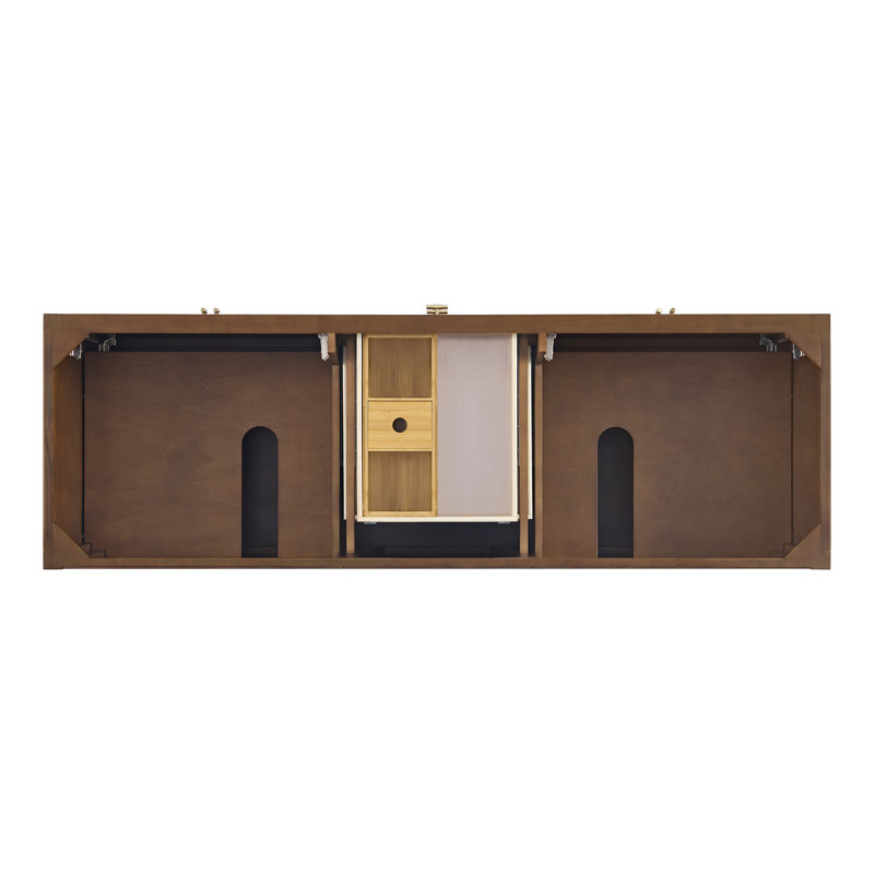 Myrrin 72'' W Double Vanity, Mid-Century Walnut, Ethereal Noctis
