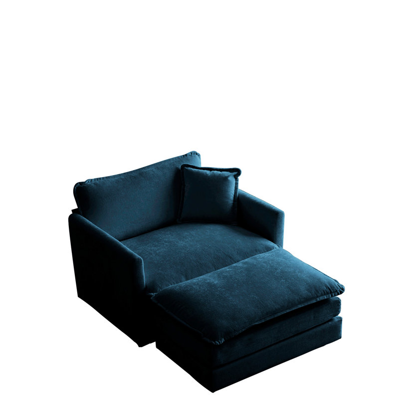 Fauteuil respirant avec repose-pieds et mobilier de salon en chenille moderne Bliss, Oui