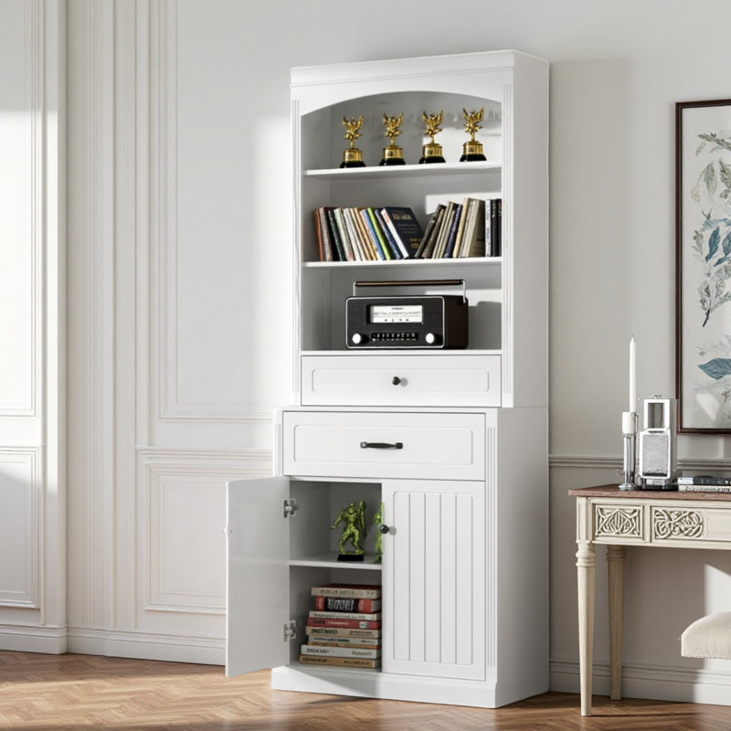Armoire de rangement 78,7 po à deux portes avec tiroirs et tablettes réglables pour la cuisine ou le bureau