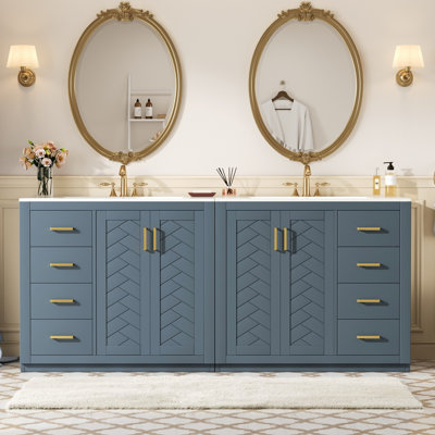 Le meuble-lavabo 72 po avec lavabo en céramique peut être séparé