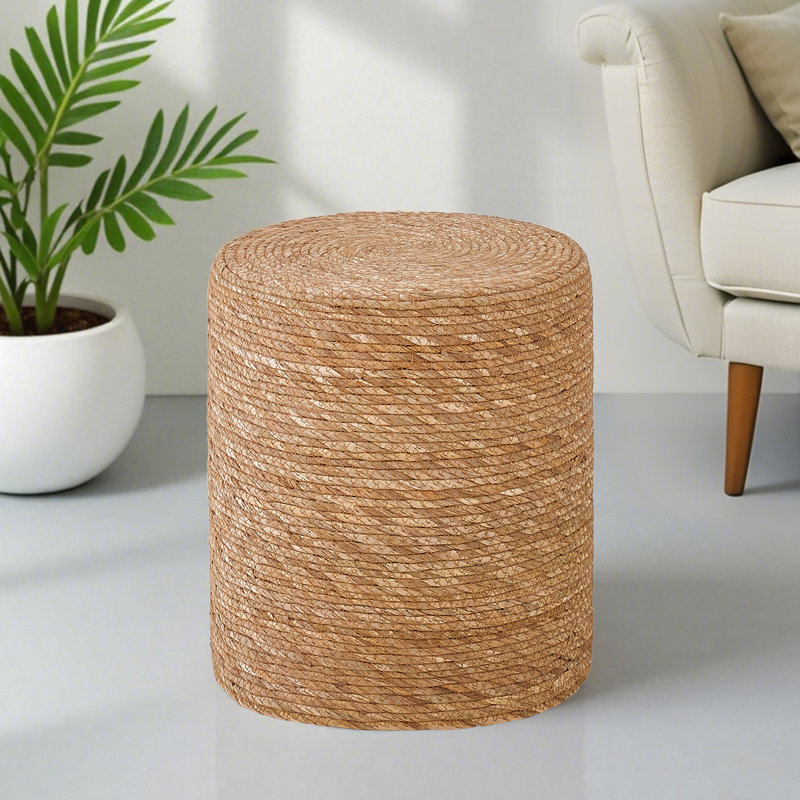 Hallissey Upholstered Pouf, Natural