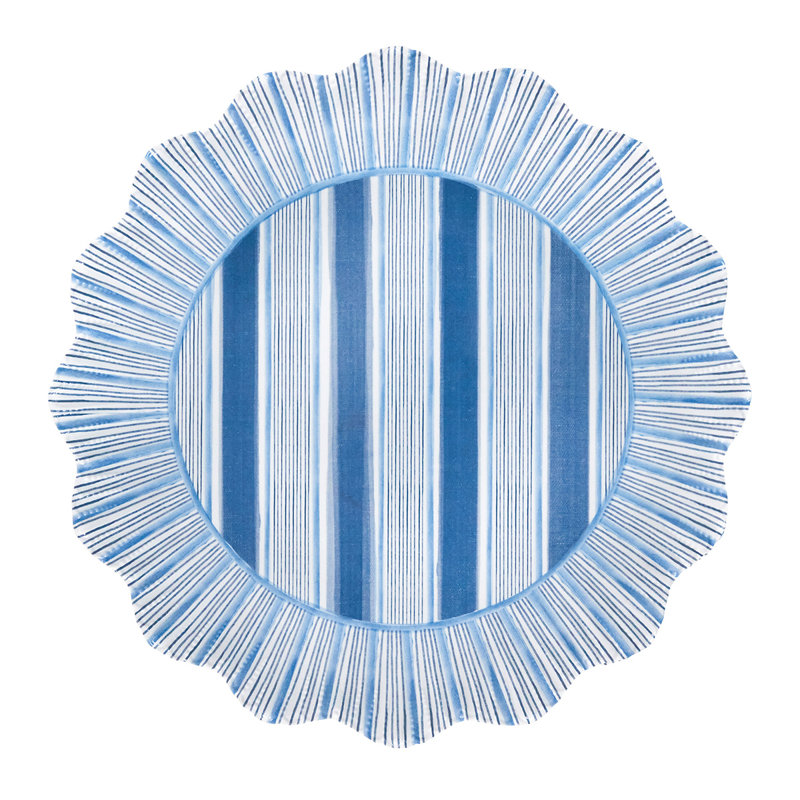 Cabana Stripe Melamine Dinner Plates, Ocean