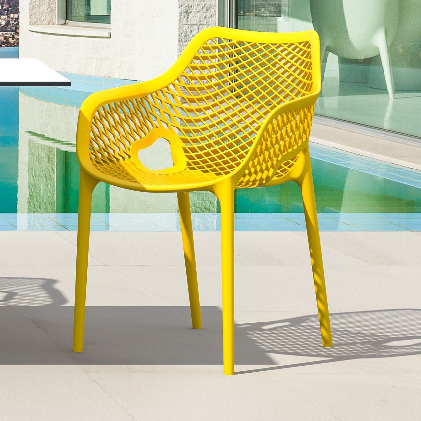 Farrah Stackable Patio Armchair, Yellow